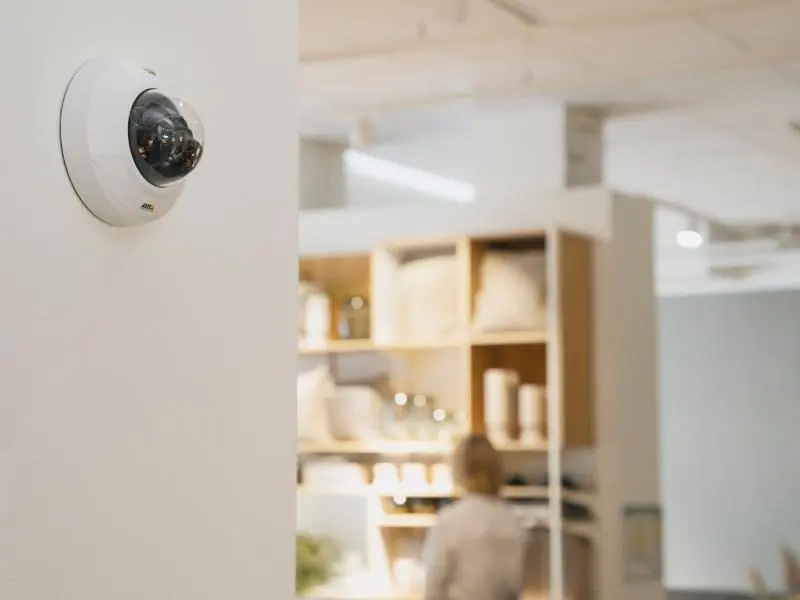 Dome camera on a shop ceiling
