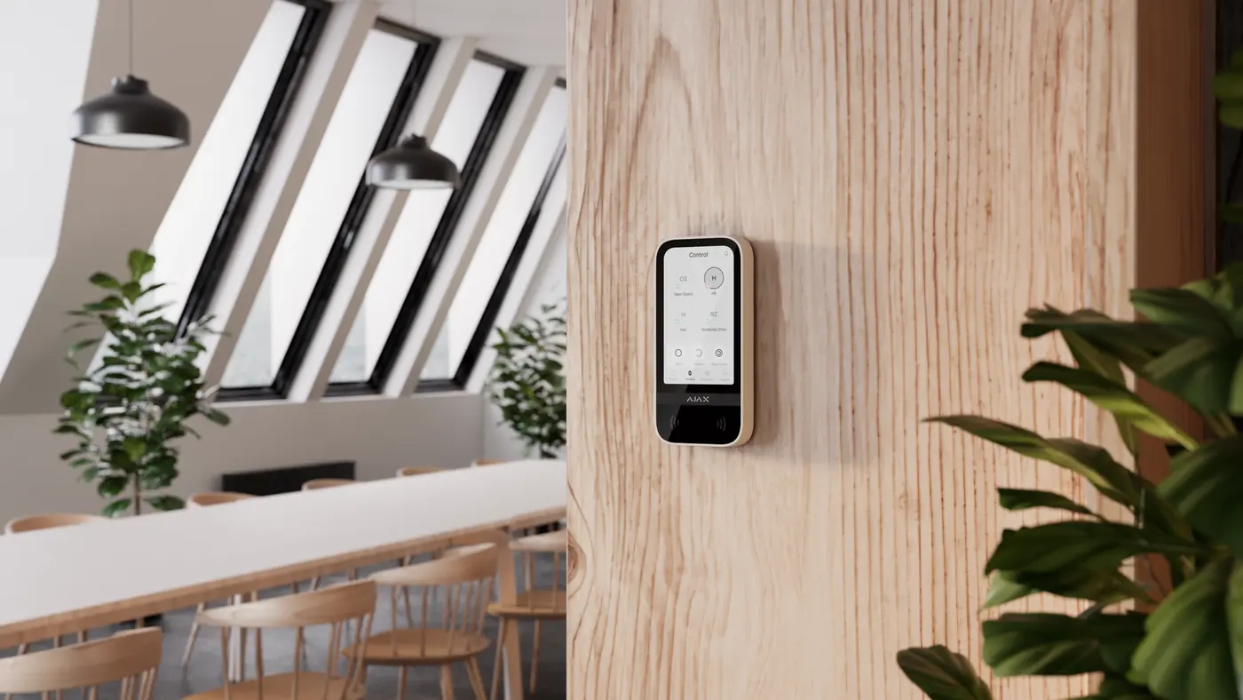 Touch alarm keypad on the wall