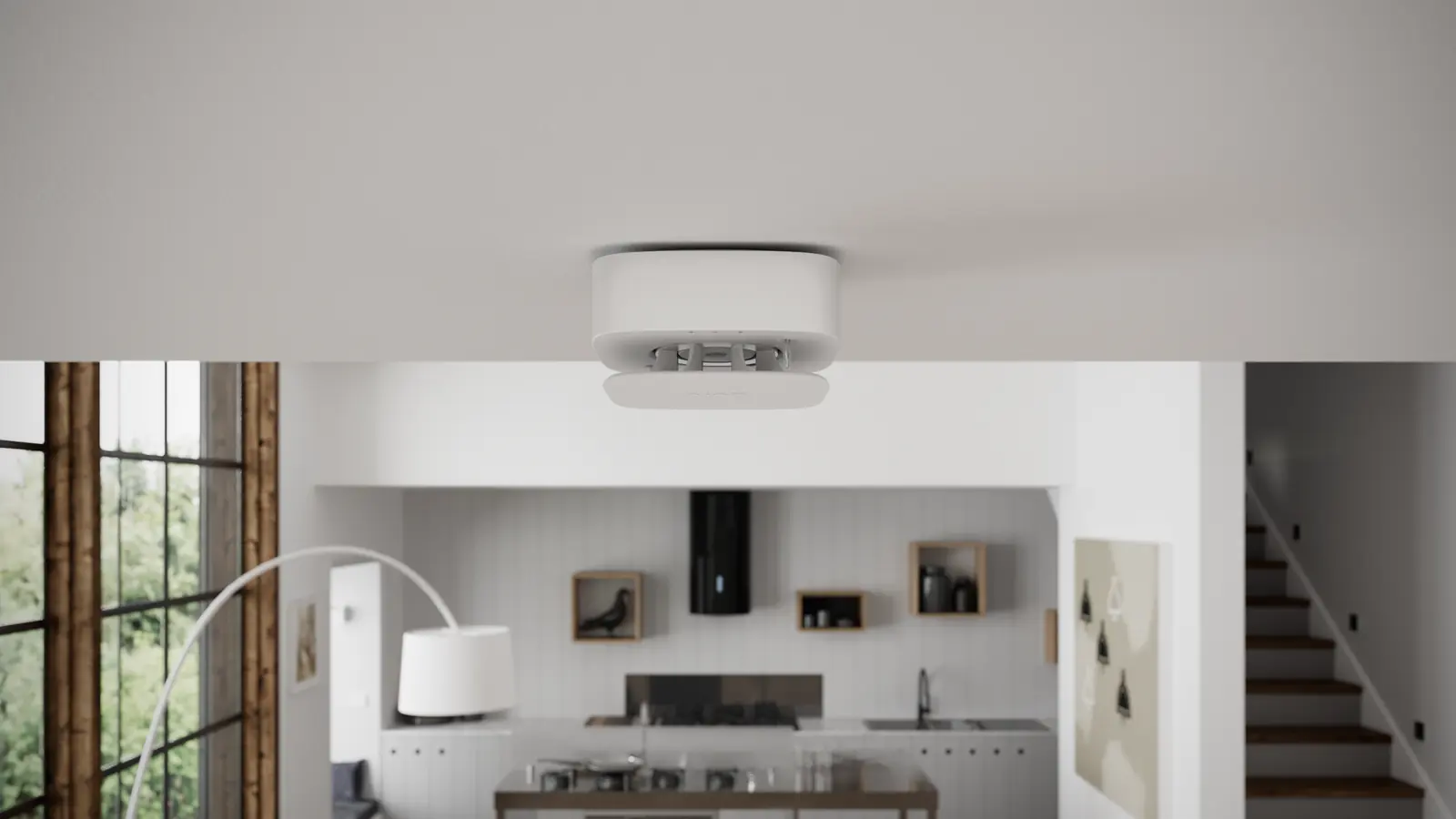 Smoke detector on the ceiling