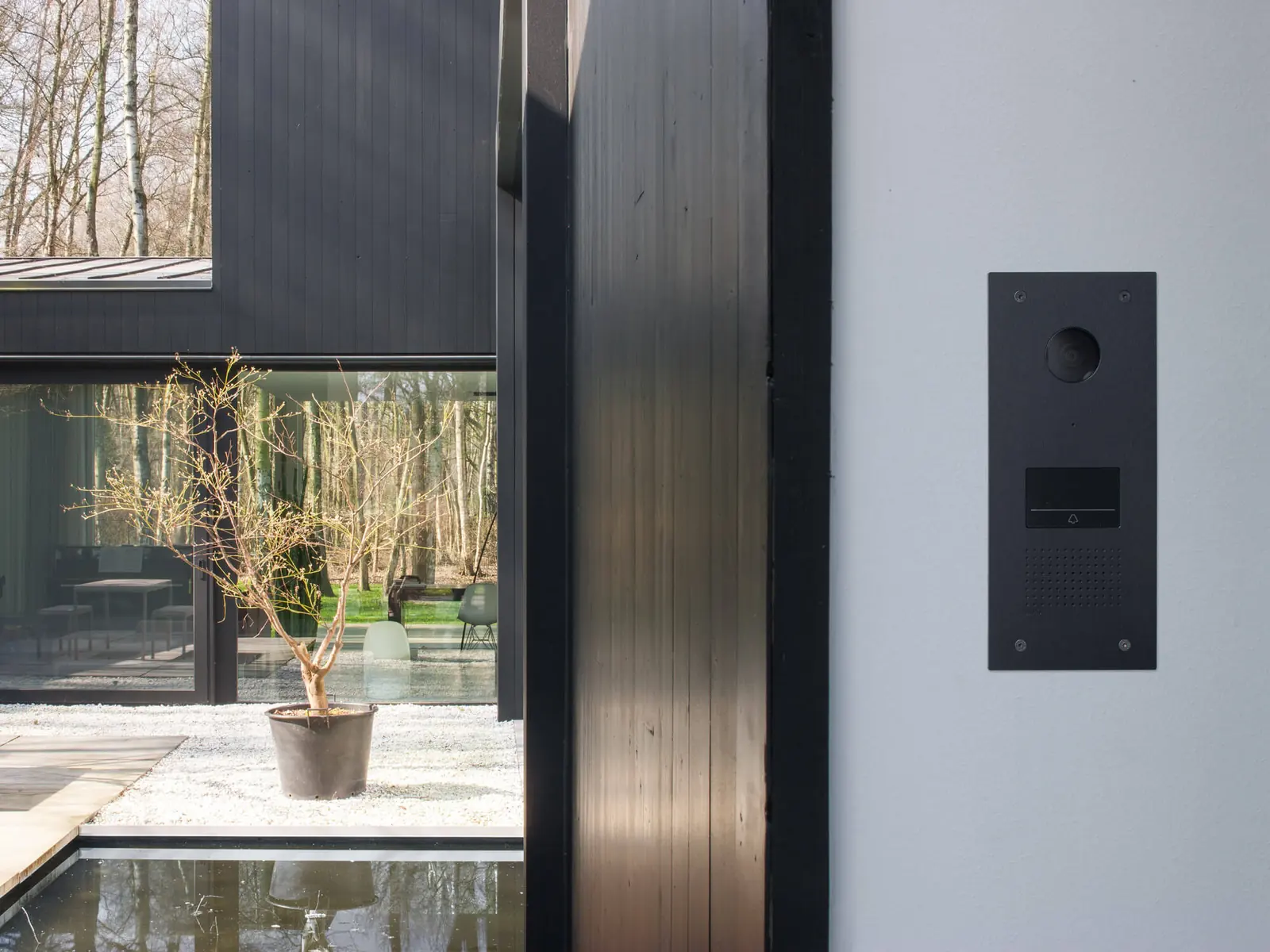 Video intercom panel at a building entrance
