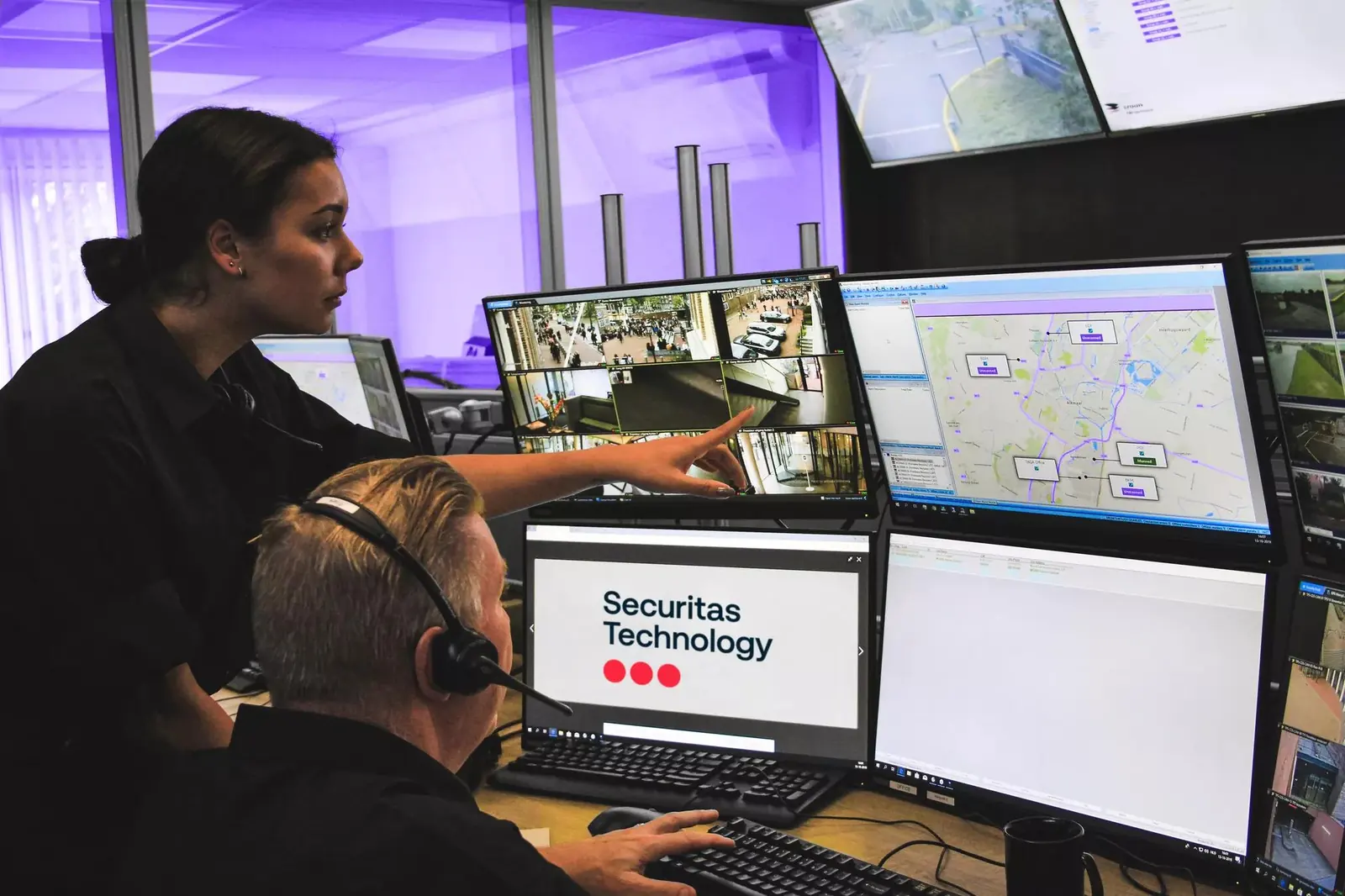 Operators in an alarm monitoring centre